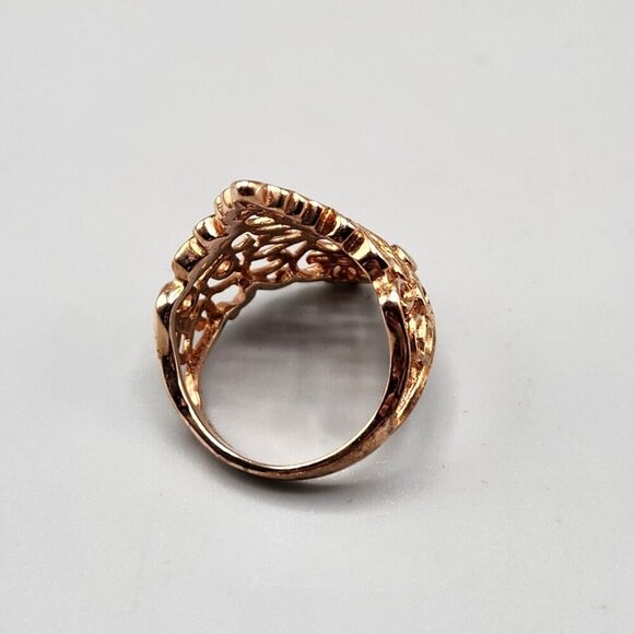 Rose Gold Plated Filigree Ring Size 9 Sterling Silver PAJ 925 Womens Jewelry - Picture 4 of 9